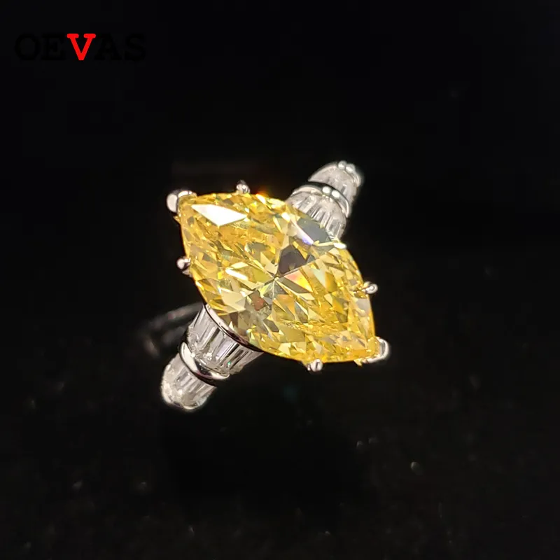 Oevas 100% 925 Sterling Silver Sparkling 6 Carats Topaz High Carbon Diamond Vigselringar för Kvinnor Engagemang Fine Smycken Gift