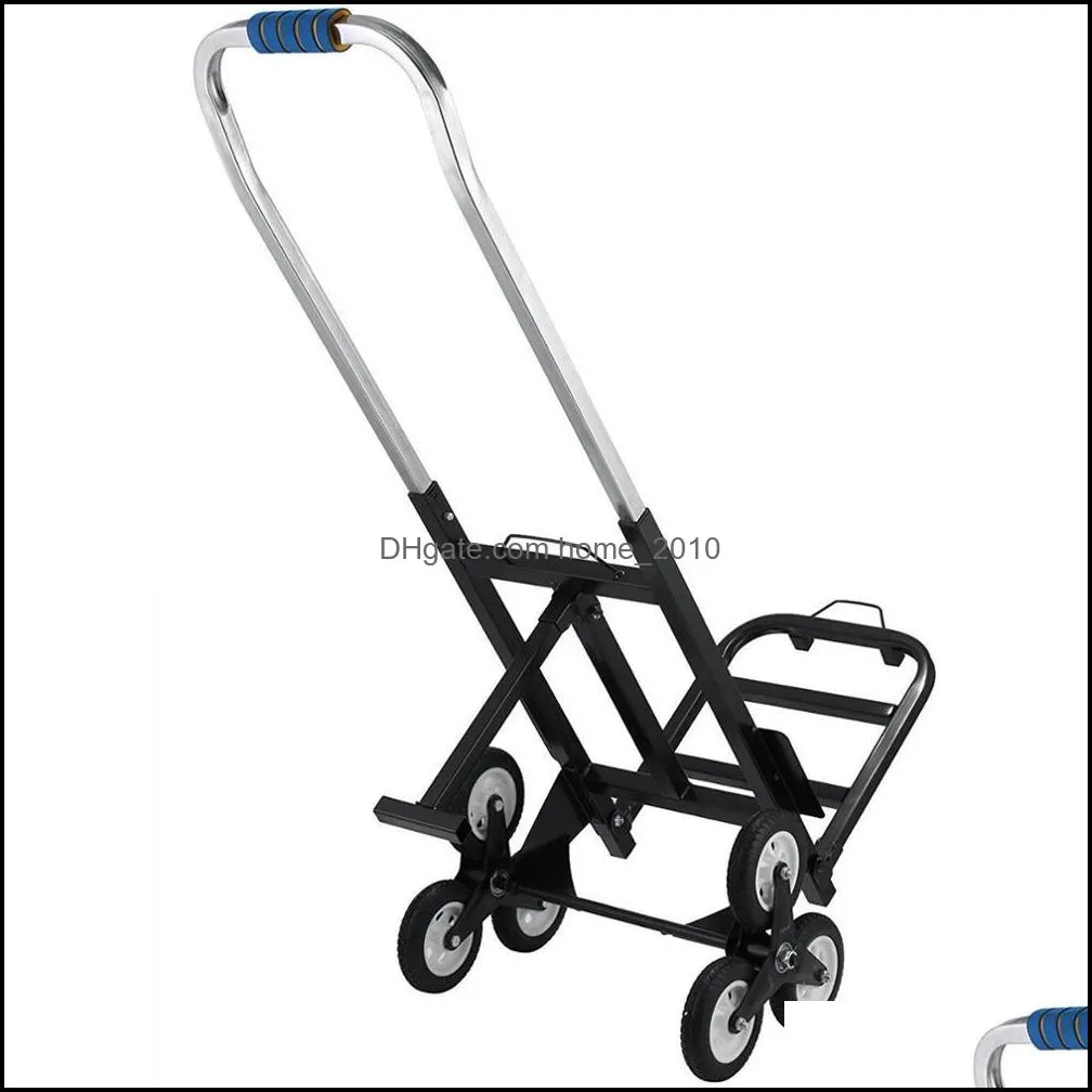 190kg Carbon Steel Portable Six Wheeled Stair Climbing Folding Adjustable Cart Climb Hand Truck Dolly Trolley With Backup Wheels