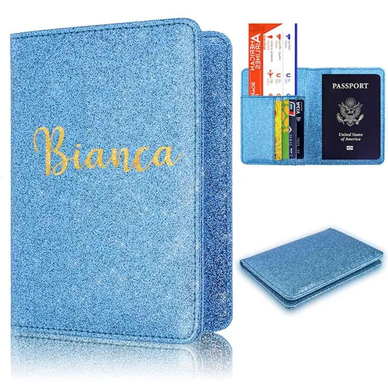 Party Favor Anti-Magnetic Passport Holder Anti-Scanning Personliga Namn Lyxiga kvinnor Travel Ticket Cas Utsökt Present