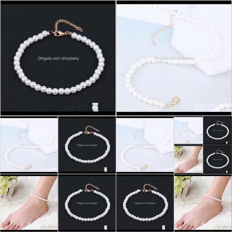 hot selling wild beaded pearl fashion su stretch anklet female summer