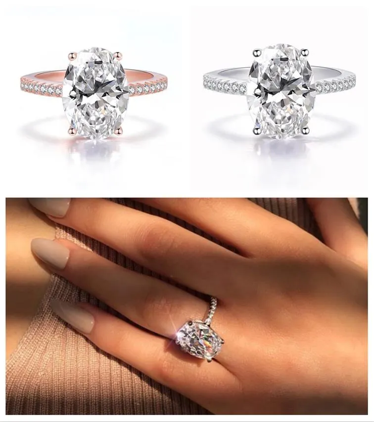 Rings Jewelryrings Insトップセラー高品質の高級ジュエリー925 SterlingSier Oval Cut White Topaz CZ Diamond Women Wedding Drop Delivery