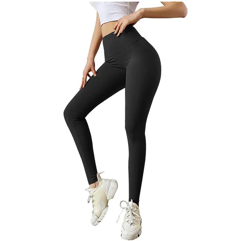 Pantalons Femmes Capris Fashion Mesdames Casual Solid Squat Taille High Taille Haute Fitness Sport Leggings Seamless Soft Soft Sentier Solde Gym Yo Ga T