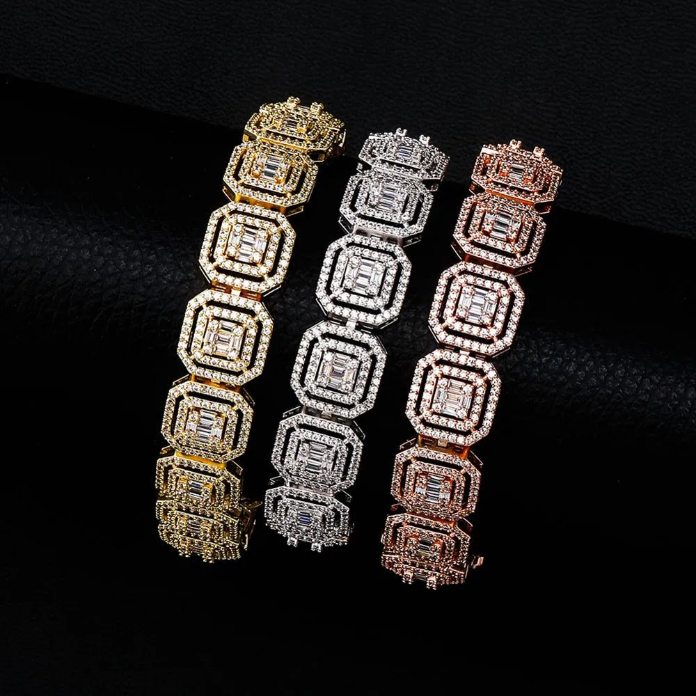 Charm 13mm Persoonlijkheid Bling Tennis Bracelet Miami Cubaanse keten Fijne nieuwe mode Iced Out Cubic Zirconia Rose Gold Hip Hop sieraden voor vrouwen en mannen