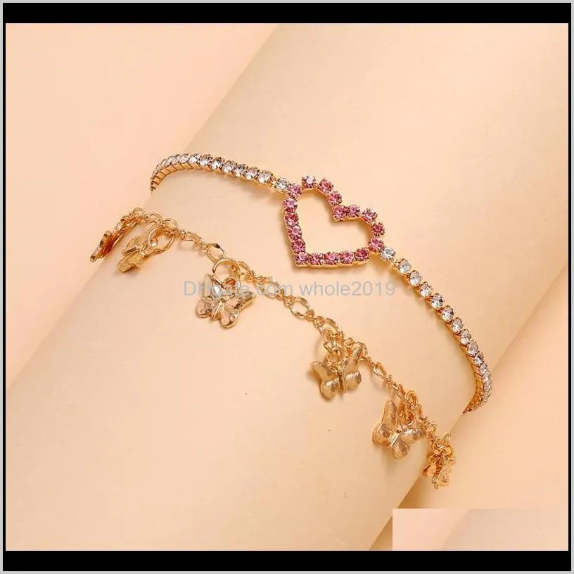 heart love butterfly anklet beach yoga fashion jewelry accessories women bracelet foot anklets