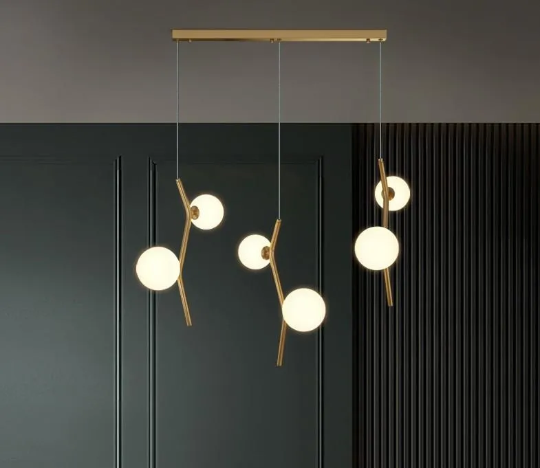 Lampes de pendentif Led en laiton nordique moderne luxe Duplex bâtiment Restaurant suspendu Bar Tables à manger luminaires