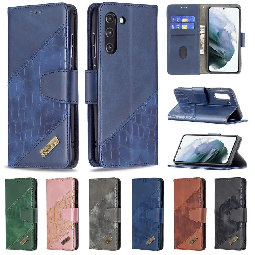 Многоцветные кошельки для Samsung A02 / M02 A32 A42 A52 A72 5G A21 A42 A52 A72 5G A21 A31 A41 A51 A71 4G A20 A30 A40 A50 A70 Crocodile Crocodile Cover Cover Flip