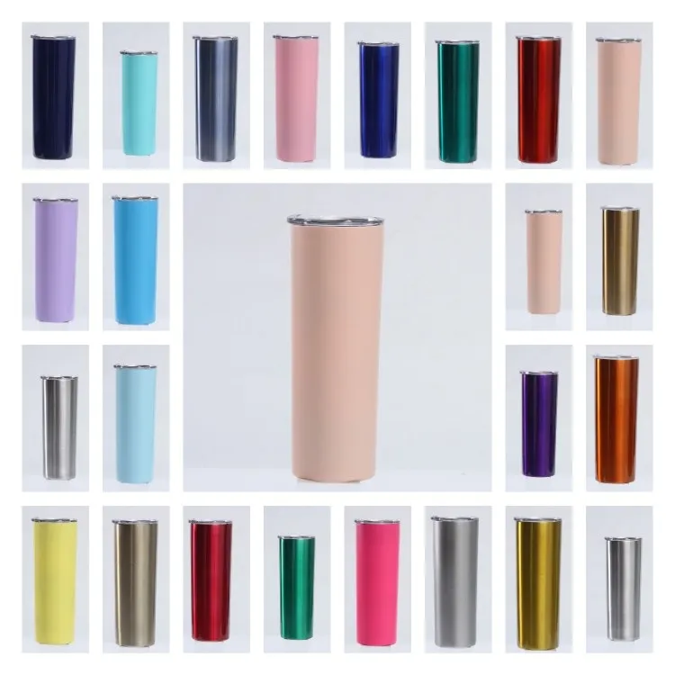 Skinny Tumbler 20oz Stainless Steel Double Wall Tall Wine Glasses Slim Vacuum Insulated Cup With Seal Lids 31 color DrinkwareT2I52206