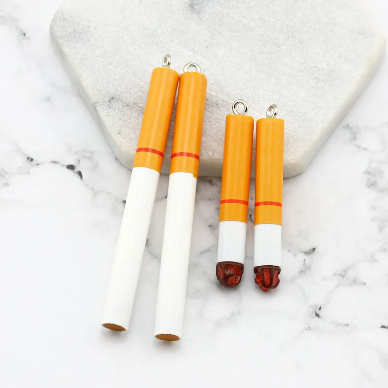 20 stks Cool Creatieve Hars Sigaretten Earring Charms Nieuwigheid Voedsel Hangers Voor Ketting Sleutelhangers Sieraden Accessoire Maken