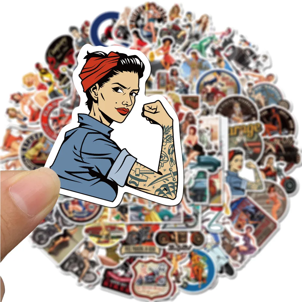 100 PCS Mixed Graffiti Skateboard Stickers Vintage Sexy Girls For Car Laptop Pad Bicycle Motorcycle PS4 Phone Luggage Decal Pvc guitar Fridge