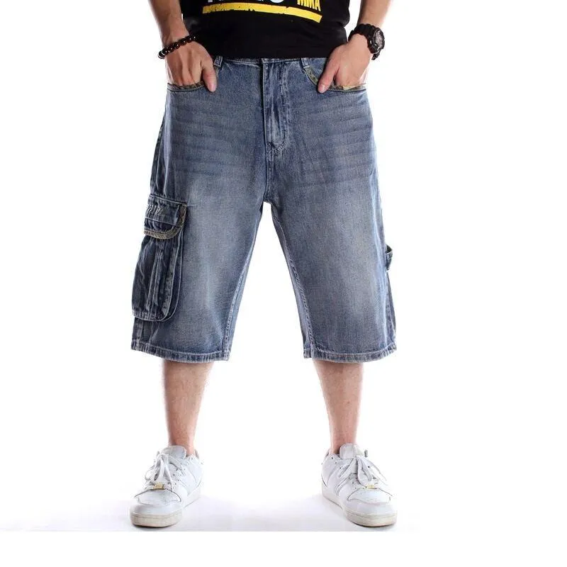 Jeans pour hommes Plus Size Loose Baggy Denim Short Men Fashion Solid332N