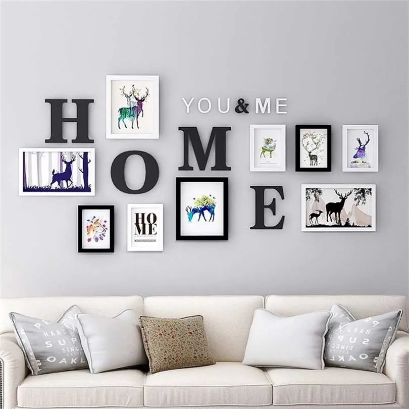 Po Wall Frame Combination Living Room Home Decoration 5 7 10 Inches Modern Creative European Style Set 211222