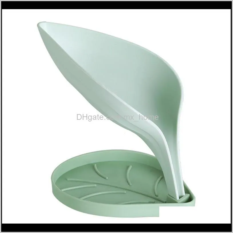 soap holder self draining soaps box drainage for shower bathroom leaf shape with suction cup storage boxes & bins