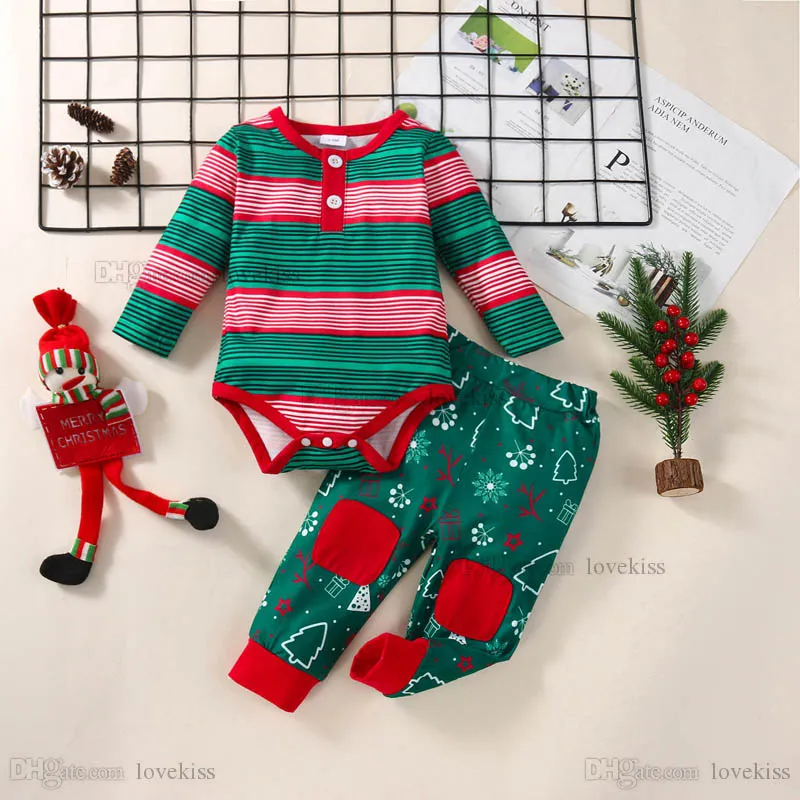 Kids Clothing Sets Boy Suit Boys Suits Children Autumn Winter Christmas Striped Long Sleeve Jumpsuit Girls Set Cotton Pants Casual Childrens Wear B9369