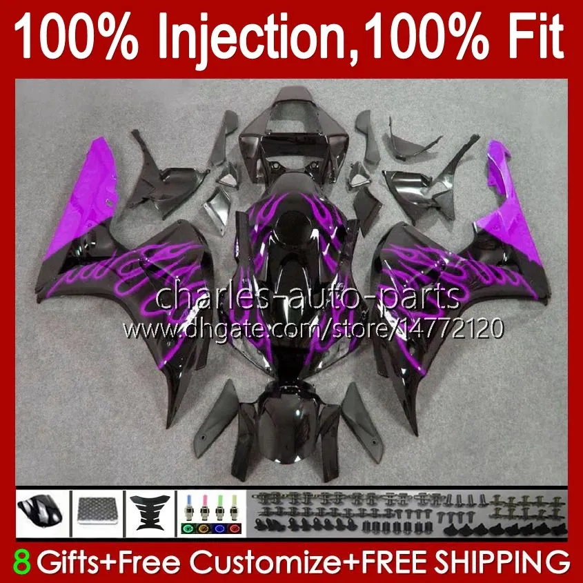 OEM Bodys Kit For HONDA CBR 1000 CC RR 1000RR 2006 2007 Purple Flames