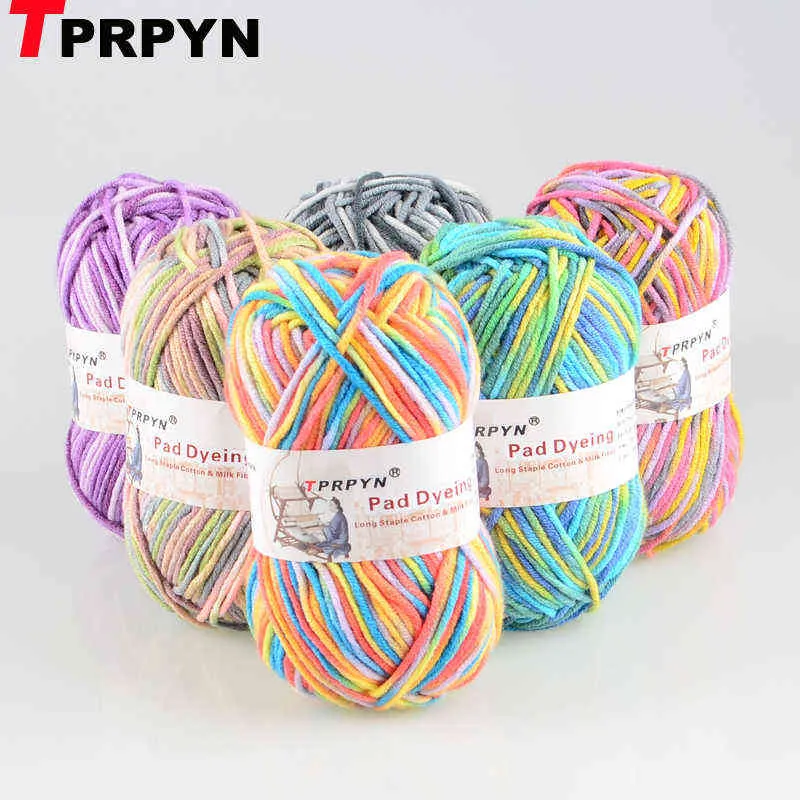 1PC TPRPYN 10pcs = 500g fil de coton de lait pour tricoter de la laine de fil à crochet fil peigné à la main couture ligne 2.5mm Y211129