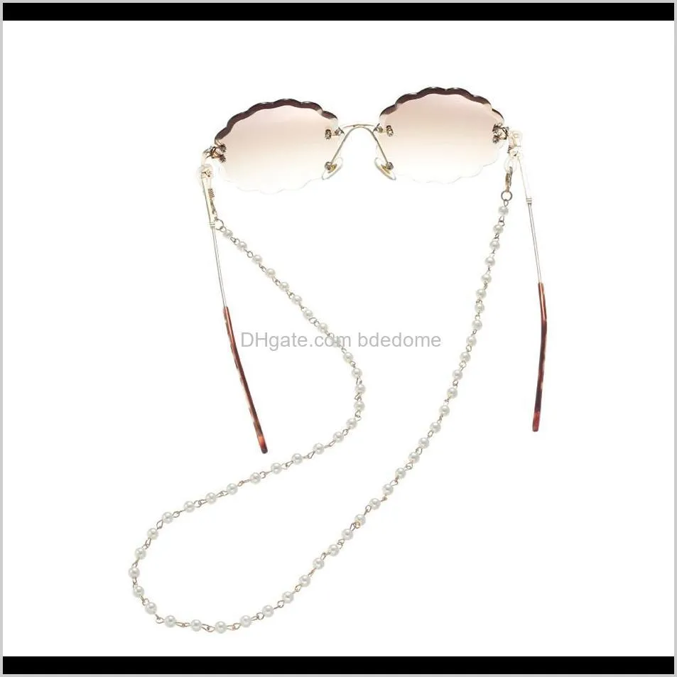 eyeglasses chain white plastic bead chain silver gold color plated metal chain silicone loops sunglasses accessory women gift