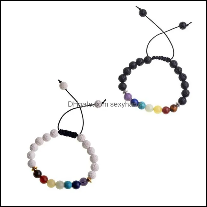 12-Pack 7Chakra Bracelet Lava Rock Diffuser Bracelet Elastic Adjustable  Oil 7 Chakra Beads Energy Bracelet Men`s / Women`s