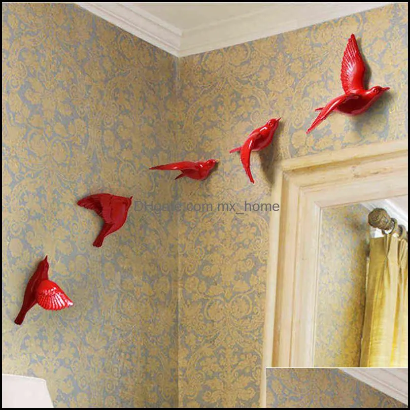 Decorative Stickers White Birds Décor Wall In 3d Decoration Garden Living Room Kids Nordic Figurine Miniatures 1112