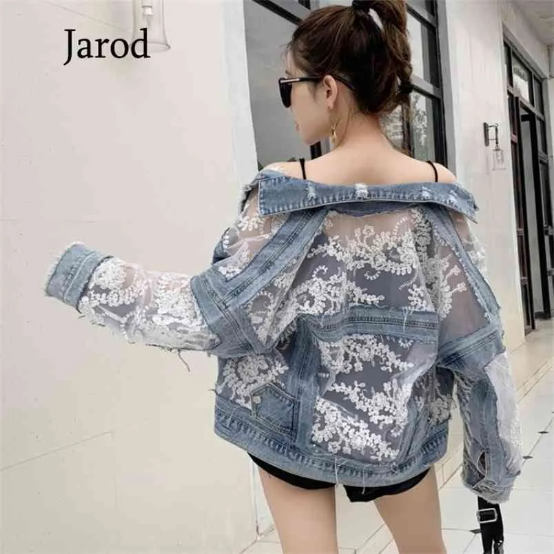 Spring Denim Jacket Women - Fashion Patchwork Lace