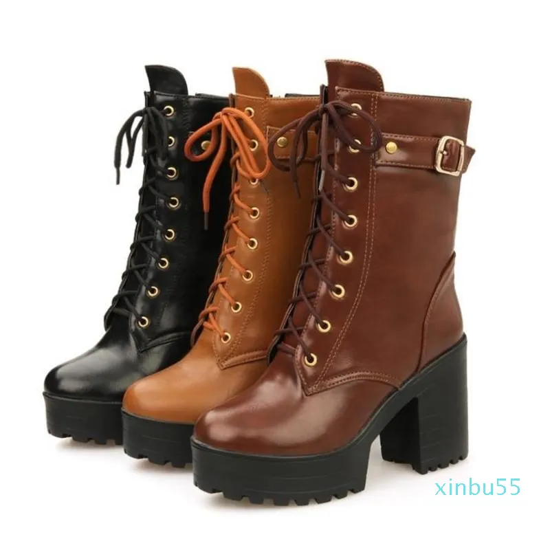 Boots Women Spring And Autumn British Casual Short Lace Up Motorcycle Comfortable