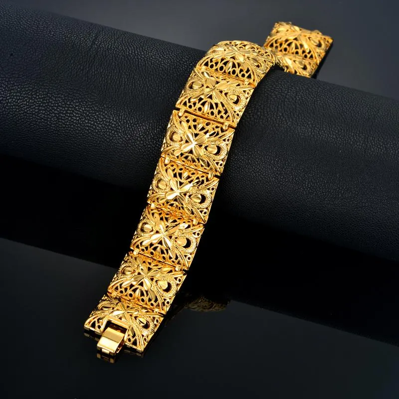 Länkkedja drop 22mm bredd chunky stor bred armband för kvinnor män guld färg etiopiska smycken afrikan armbang arab bröllop gåva243d