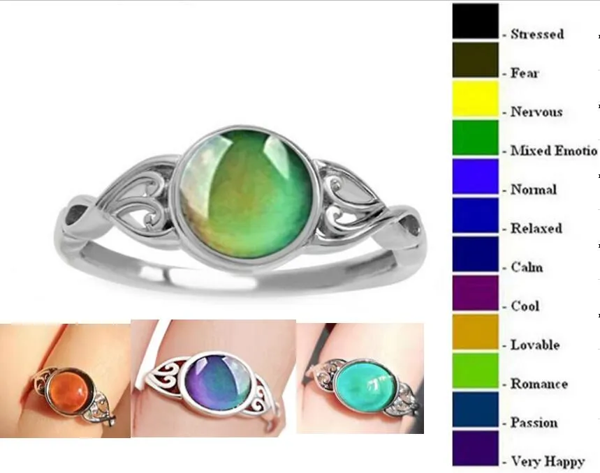 mood ring changing color vintage flower circular bride engagement rings EU size 7 to 13