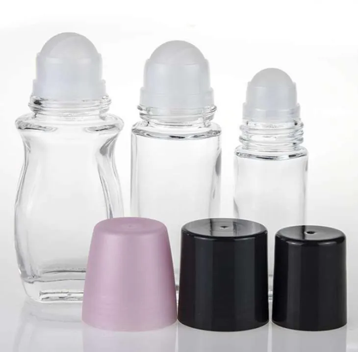 30 ml 50 ml Clear Glass Roll on Bottle Essential Oil Parfum Travel Dispenser Roller Ball PP Cap SN420