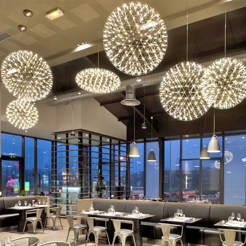 Nordic LED żyrandol Lampa Kreatywny salon Restauracja Sypialnia Oświetlenie Osobowość sferyczna post-nowoczesna iskra wisiorek