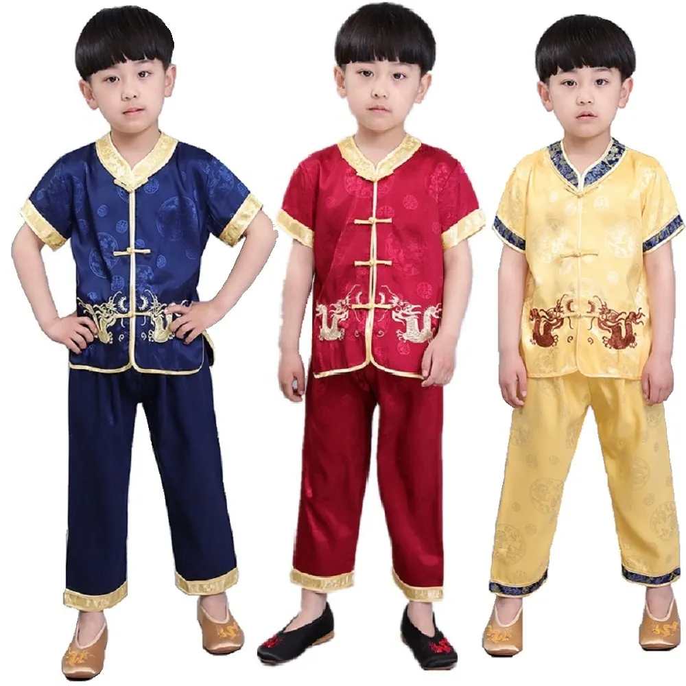 Hooyi Baby Boy Dragon Tang Coat – Long Sleeve Chinese Cheongsam Outfit For Boys, Festival Costume (Yellow, Size 10)