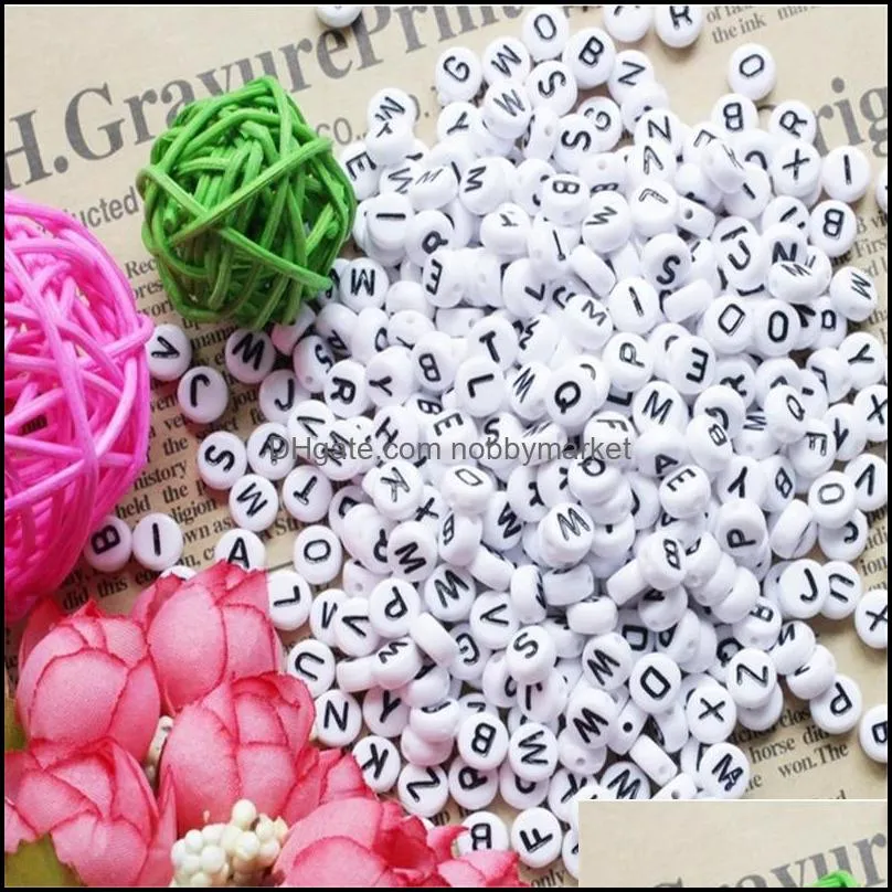 100PCs White Letter Beads Alphabet Beads For Jewelry Making 4*7mm English Letters Women Children DIY Bracelet Necklace Findings