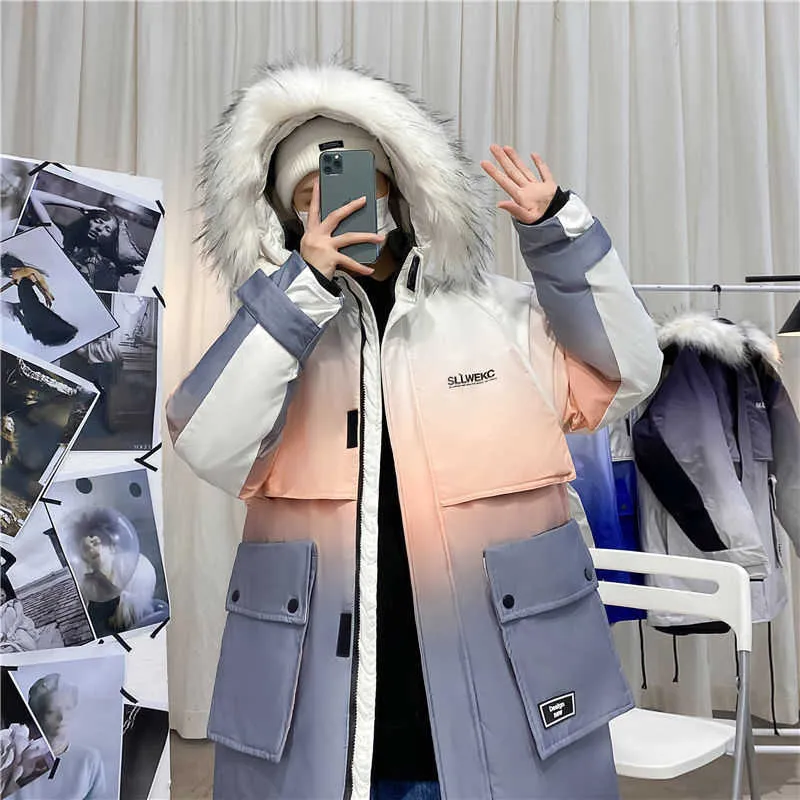 廃盤取寄約35日間 Hybskr Gradient Color Bighten Men Parkas Oversize原宿 フード付きコート韓国風の暖かい男性ダウンジャケットブランドメンズ服x0901 輸入盤lpレコード Apparel Men S Clothing Vamosaesquiar Com