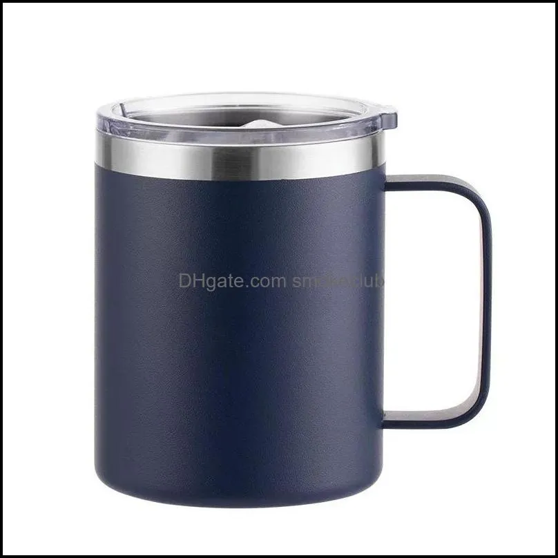 Wholesale 12oz Coffee Mugs With Handle Double Wall Portable Stainless Steel Wine Tumbler Insulated Beer Cup For Party