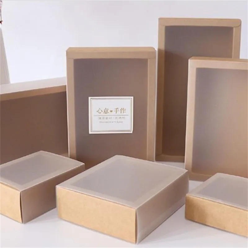 9 Sizes Kraft Black White Gift Wrap Packaging Box With Window Krafts