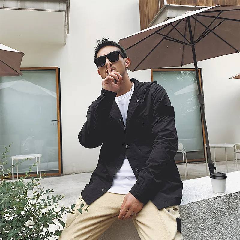 Button up windbreaker jacket sales