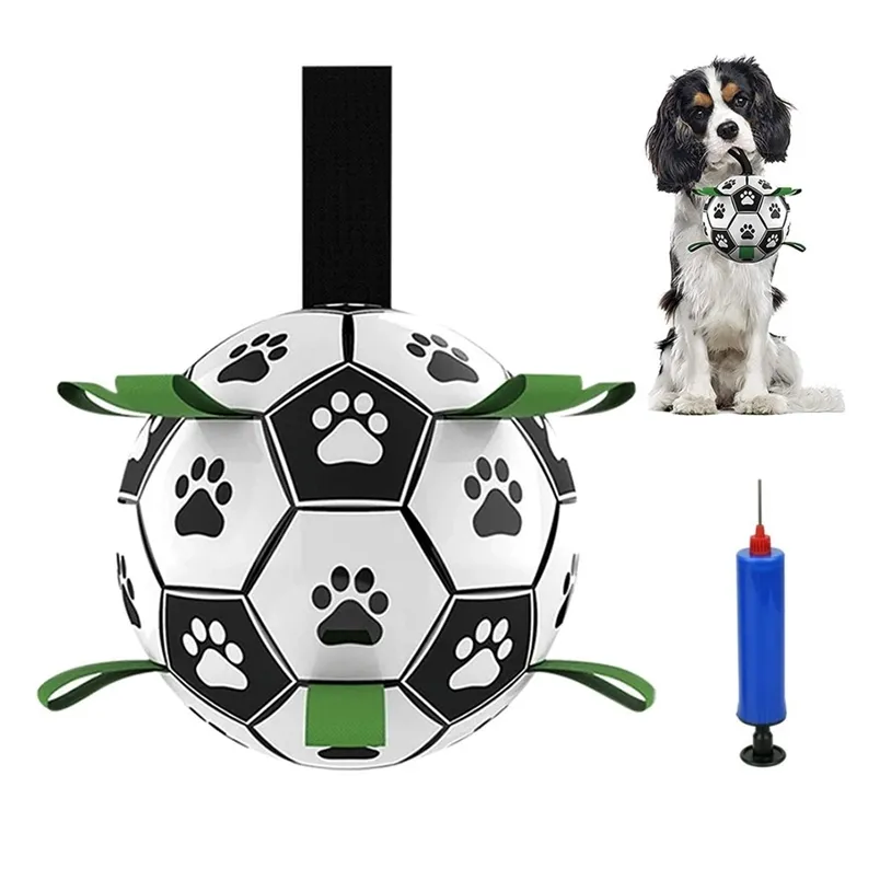 Dog Toys Interactive Pet Soccer Ball Football with Grab Tabs Outdoor Training Durable Balls for Small & Medium s 211111