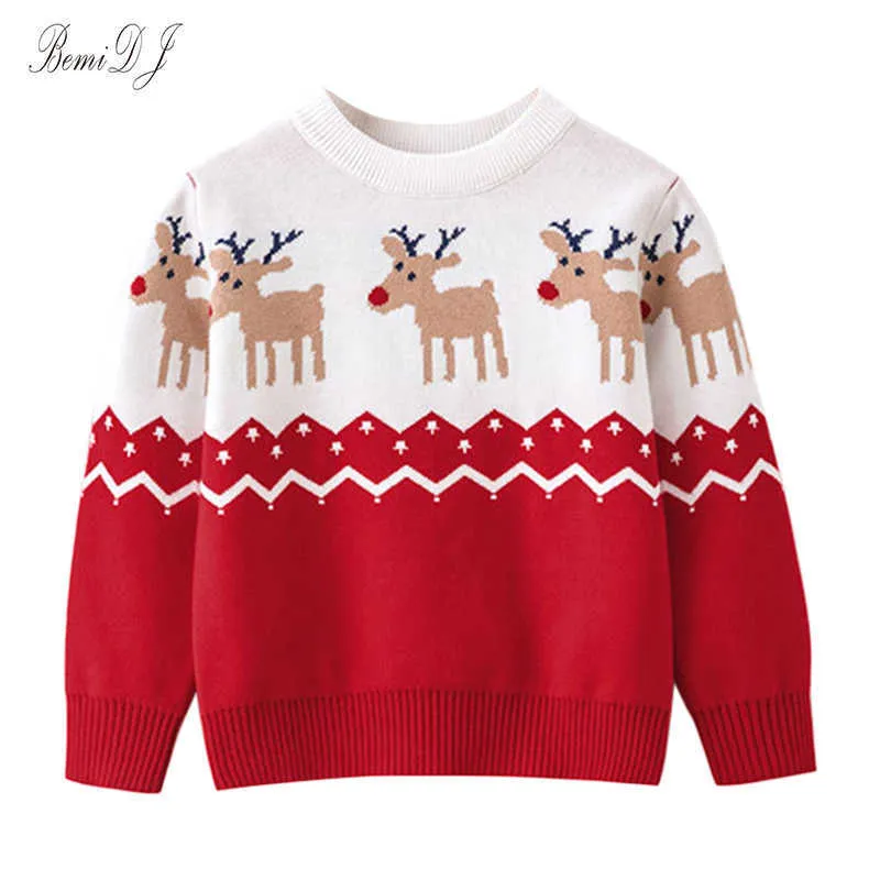 2021 novo outono menino menino meninas mornas camisolas de manga longa crianças roupas christmas elk crianças camisola inverno bebê knitt casaco tops y1024