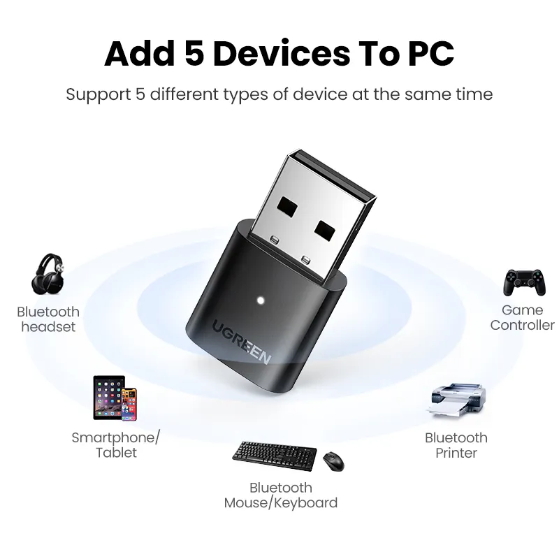 USB Bluetooth 5.0 Adaptörü Alıcı Verici EDR Dongle için PC Kablosuz Transfer Bluetooth Kulaklık Hoparlörler Için Fare