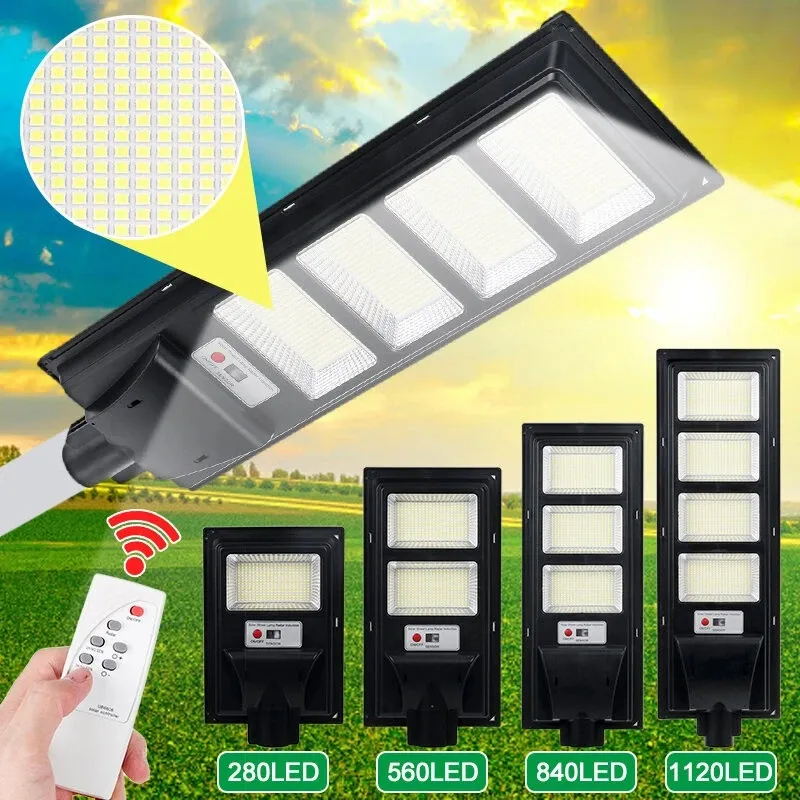 280/560 / 840led Solar Street Light Timing + Light Control Vattentät Radar Sensor Vägglampa - 280led