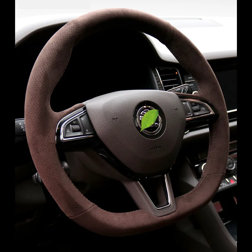 Auto Alcantara Steering Wheel Cover For Skoda Superb New Octavia