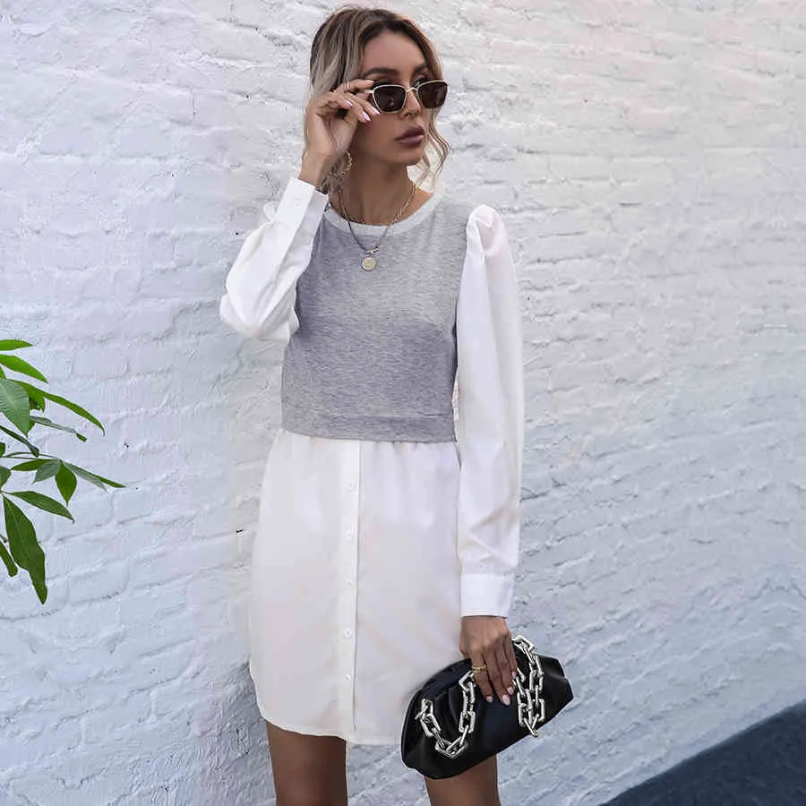 empire waist shirt dress Mgmyaa Women's Summer Casual Long Sleeve Shirt Dress, V-Neck Button Down,  Leaf Print, Empire Waist Flowy A-Line Midi Dress, Polyester Digital Print