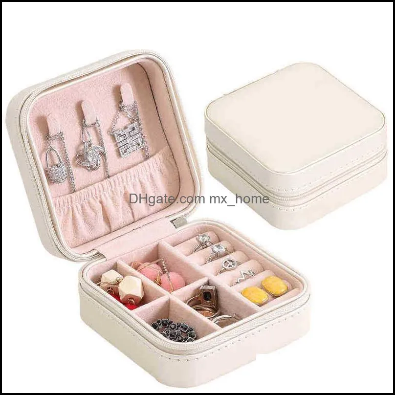 Storage Boxes & Bins 4 Colors Travel Boxes Organizer PU Leather Display Storage Case Necklace Earrings Rings Jewelry Holder Gift LLA573