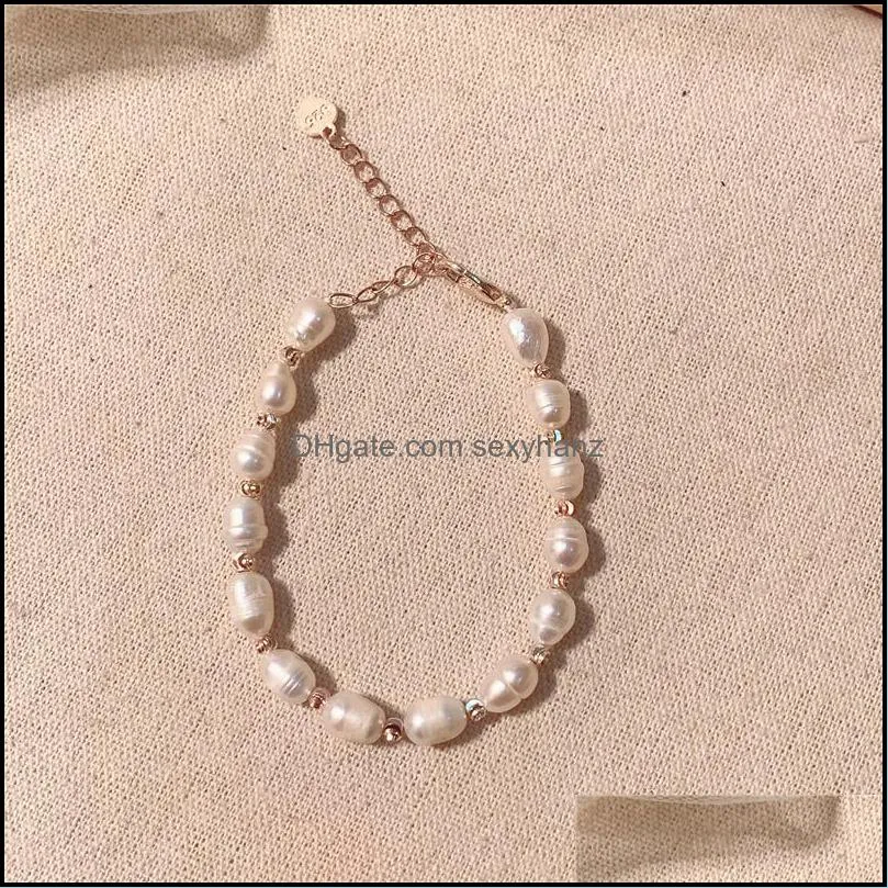 S2210 Fashion Jewelry Strands Bracelet Vintage Baroque Gentle Natural Pearls Beaded Bracelets