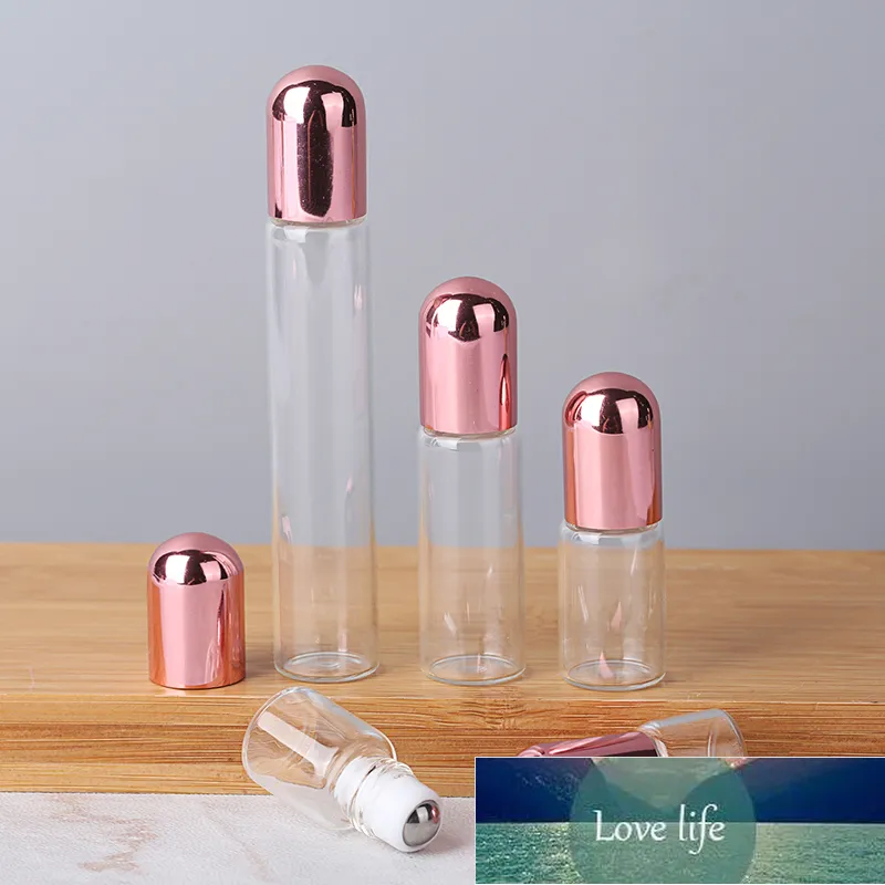 50 Stück 1 ml, 2 ml, 3 ml, 5 ml, 10 ml, transparente Roll-On-Rollerflasche für ätherische Öle, nachfüllbare Parfümflasche, Deodorant-Behälter