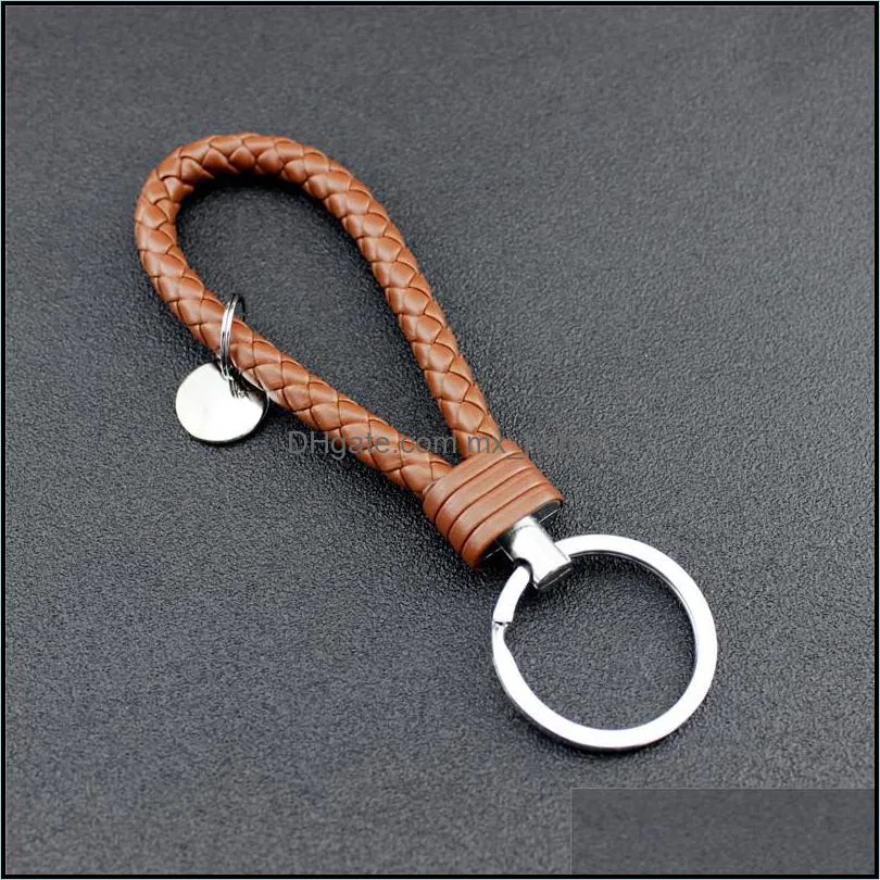 PU Leather Braided Keychain Manual Woven Rope Keyring Bag Pendant Key Chain Holder Car Keyrings Men Women Key Ring Party Favor VT1016