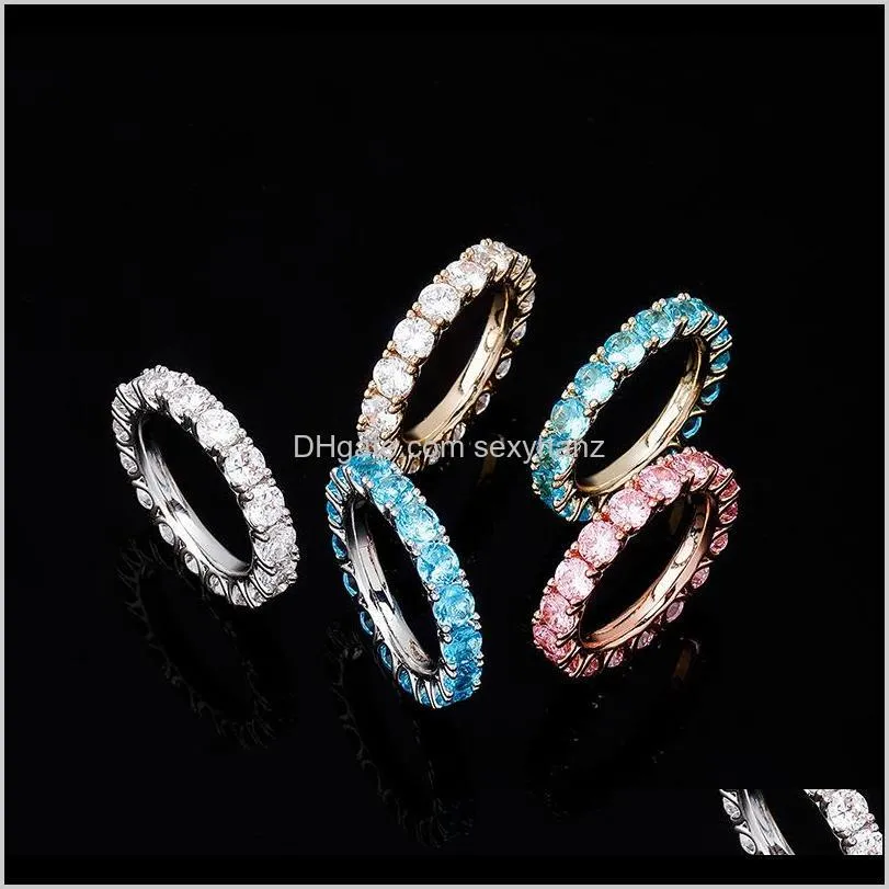 hip hop 4mm round zircon ring women gold color bling cz rings hiphop rapper jewelry