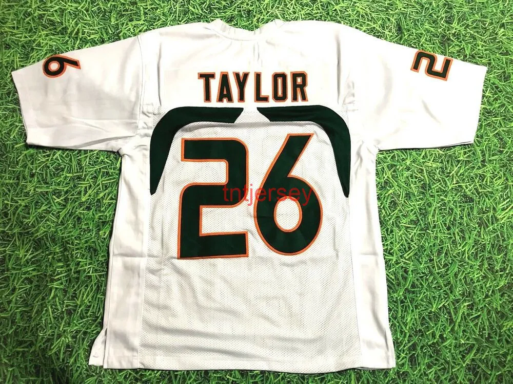 custom #26 SEAN TAYLOR HURRICANES WHITE JERSEY STITCHED add any name number