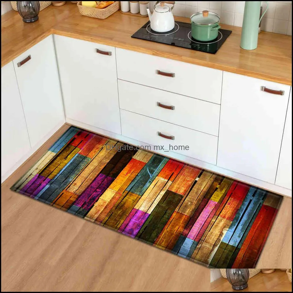 Modern Kitchen Mat Bedroom Entrance Doormat Wood grain Home Hallway Floor Decoration Living Room Carpet Bathroom Anti-Slip Rug A0609