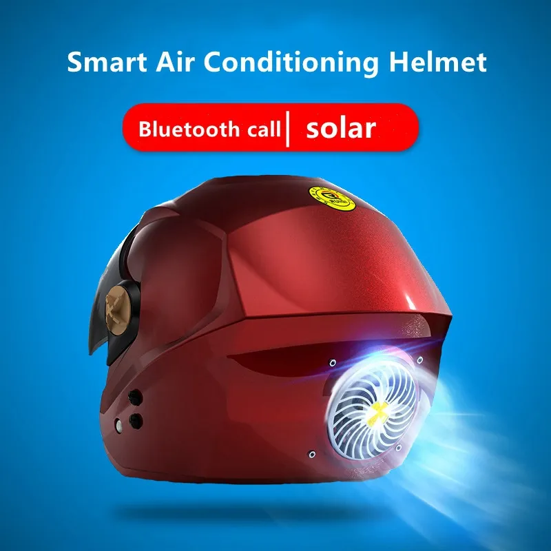 Motorcycle Helmet Solar Smart Bluetooth Locomotive Half Helmets