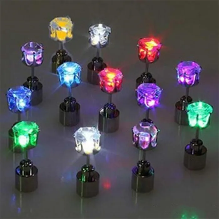 LED Gadget Earing Women Men Fashion Jewelry Light Up Crown Crystal Drops Earrings Retail Package