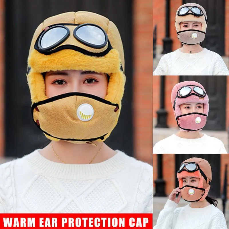 Cycling Windproof Outdoor Hat With Ear Flap And Breathing Valves Face Cover Goggles Warm Plush Full Head B99 Hats